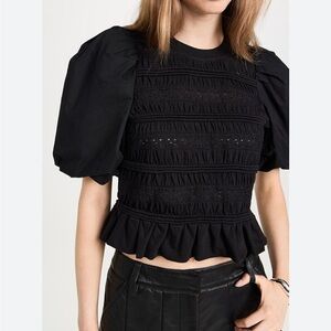 Sea New York Black Puff Sleeve Blouse